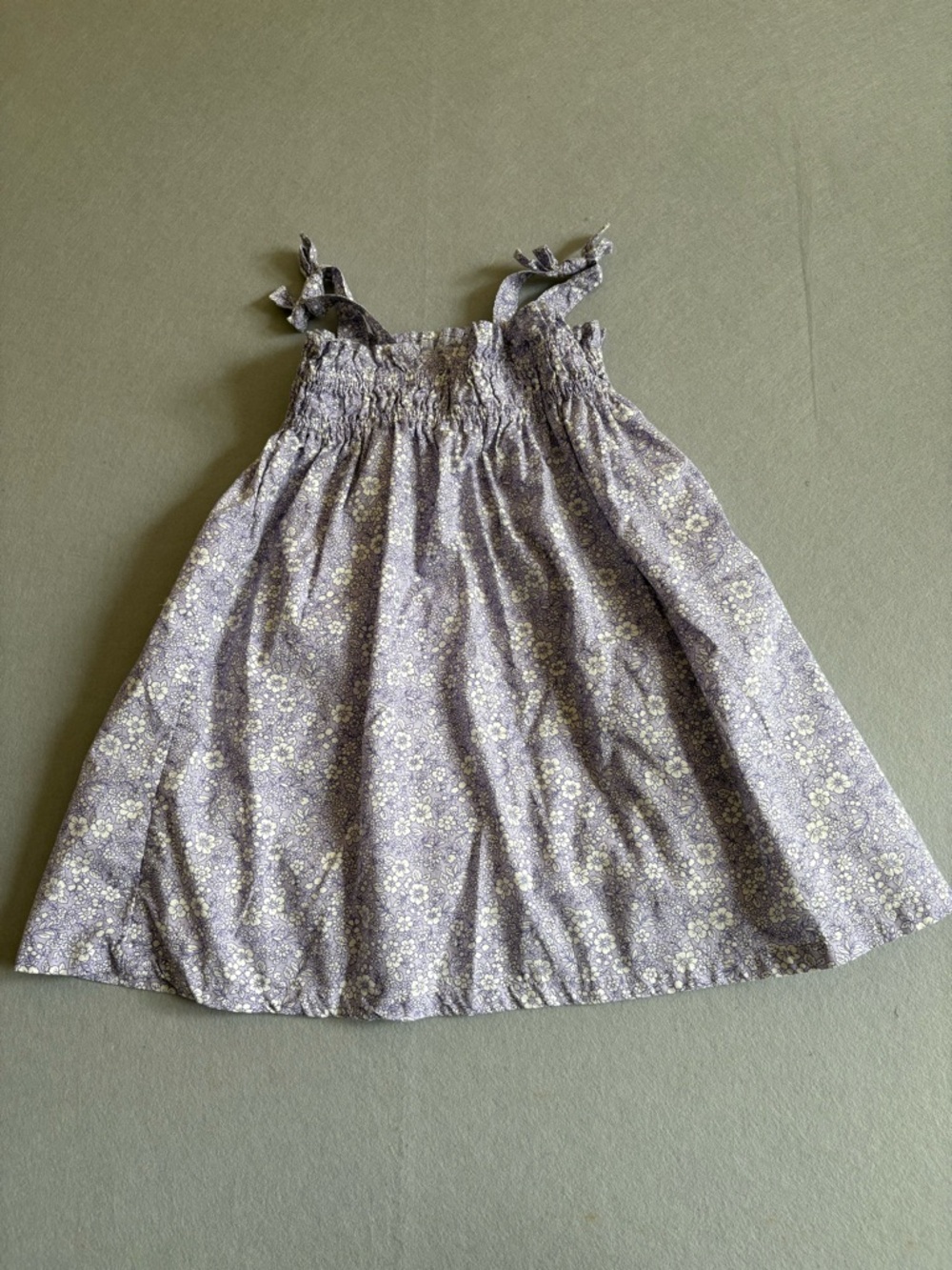 GAP Lilac Floral Smocked Bow-Strap Cotton Dress sz 5 - Picture 4 of 5